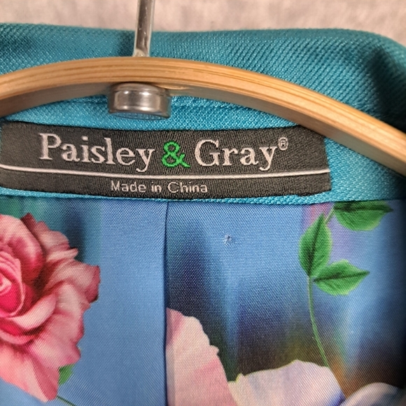 Paisley & Gray Slim Fit Men's 38R Blazer Tuxedo Suit Jacket Blue Turquoise - Picture 4 of 11
